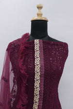 Beet Color Faux Georgette With Sequence Work Straight Salwar Suit - Joshindia