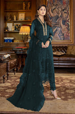 Sea Blue Color Faux Georgette With Sequence Work Straight Salwar Suit - Joshindia