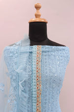 Sky Blue Color Faux Georgette With Sequence Work Straight Salwar Suit - Joshindia