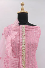 Pink Color Faux Georgette With Sequence Work Straight Salwar Suit - Joshindia