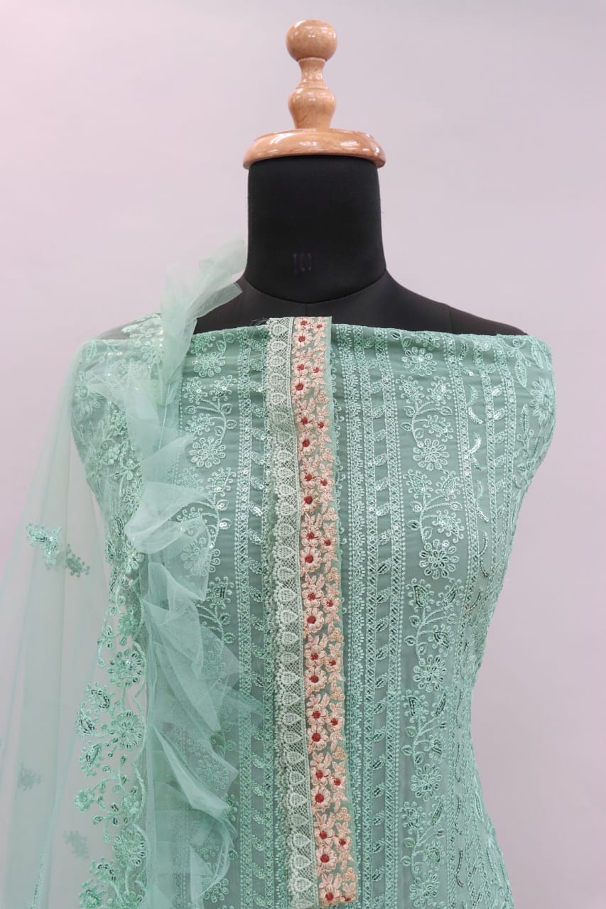 Pista Color Faux Georgette With Sequence Work Straight Salwar Suit - Joshindia