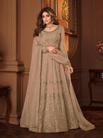 Beige Color Faux Georgette Long Anarkali Salwar Suit - Joshindia