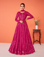 Pink Color Faux Georgette With Heavy Embroidery Work Anarkali Salwar Suit - Joshindia