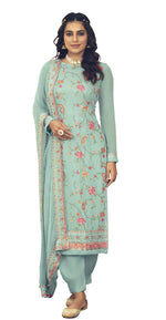 Pista Color Faux Georgette With Heavy Sequence work Straight Salwar Suit - Joshindia