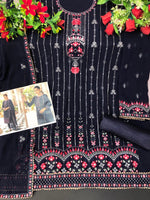 Blue Color Faux Georgette With Embroidery Work Salwar Suit - Joshindia