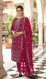 Pink Color Faux Georgette With Embroidery Work Salwar Suit - Joshindia