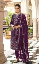 Purple Color Faux Georgette With Embroidery Work Salwar Suit - Joshindia