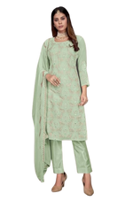 Light Green Color Faux Georgette Straight Salwar Suit - Joshindia