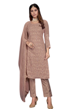 Beige Color Faux Georgette Straight Salwar Suit - Joshindia