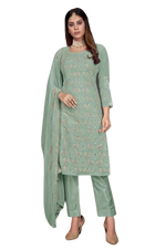 Green Color Faux Georgette Straight Salwar Suit - Joshindia