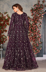 Purple Color Soft Net Heavy Embroidery Work Anarkali Suit - Joshindia