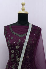 Purple Color Soft Net Heavy Embroidery Work Anarkali Suit - Joshindia