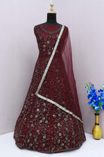 Maroon Color Soft Net Heavy Embroidery Work Anarkali Suit - Joshindia
