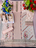 Peach Color Georgette With Embroidery Work Semi Stitch Pakistani Salwar Suit - Joshindia