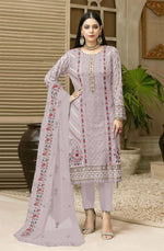 Purple Color Georgette With Embroidery Work Semi Stitch Pakistani Salwar Suit - Joshindia