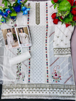 White Color Georgette With Embroidery Work Semi Stitch Pakistani Salwar Suit - Joshindia