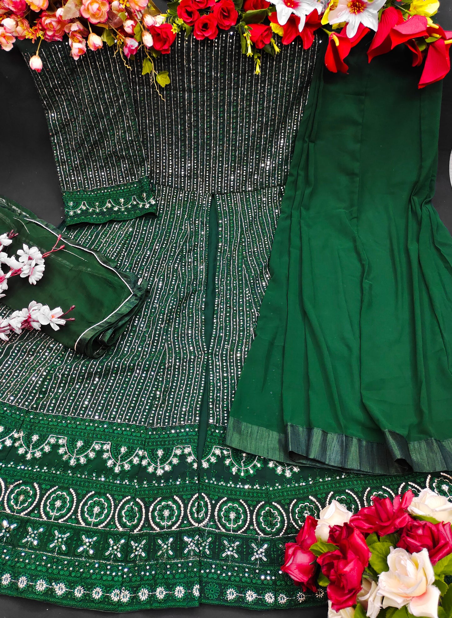 Trending  Dark Green Color  Designer Long Gown For Best Looks