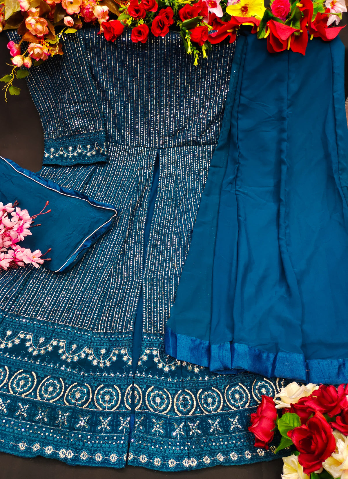 TrendingTurquoise ColorDesigner Long Gown For Best Looks - Joshindia