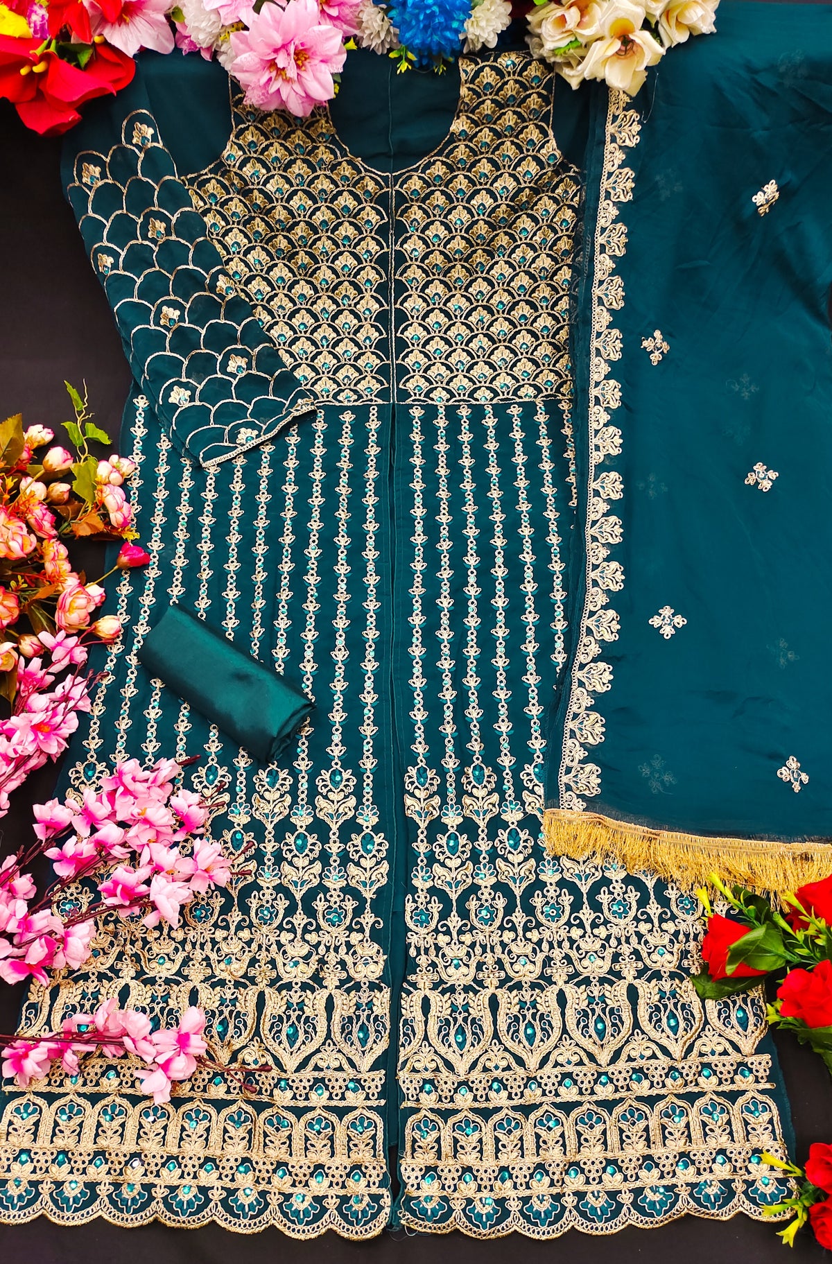 Beautiful Turkish Blue Designer Salwar suit At Best Price - Joshindia