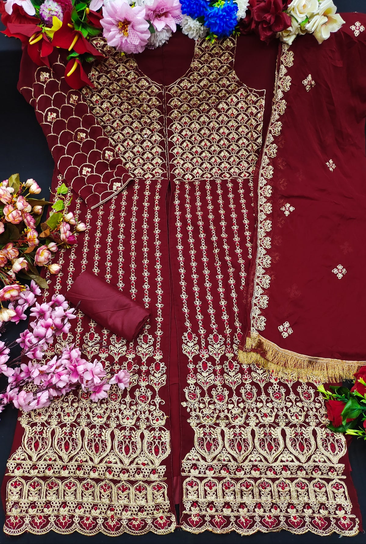 Beautiful Maroon Designer Salwar suit At Best Price - Joshindia