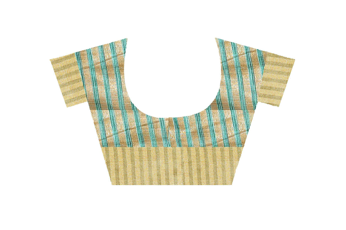 Golden weaving cotton silk saree - Joshindia