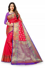 Light Red color banarasi silk saree - Joshindia