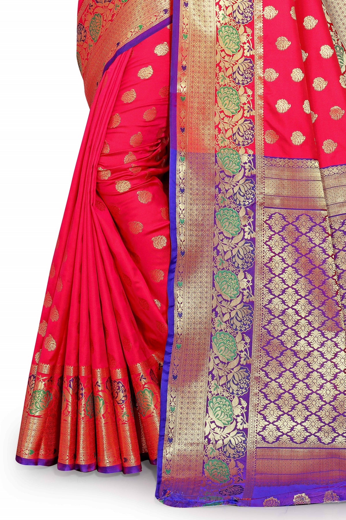 Light Red color banarasi silk saree - Joshindia
