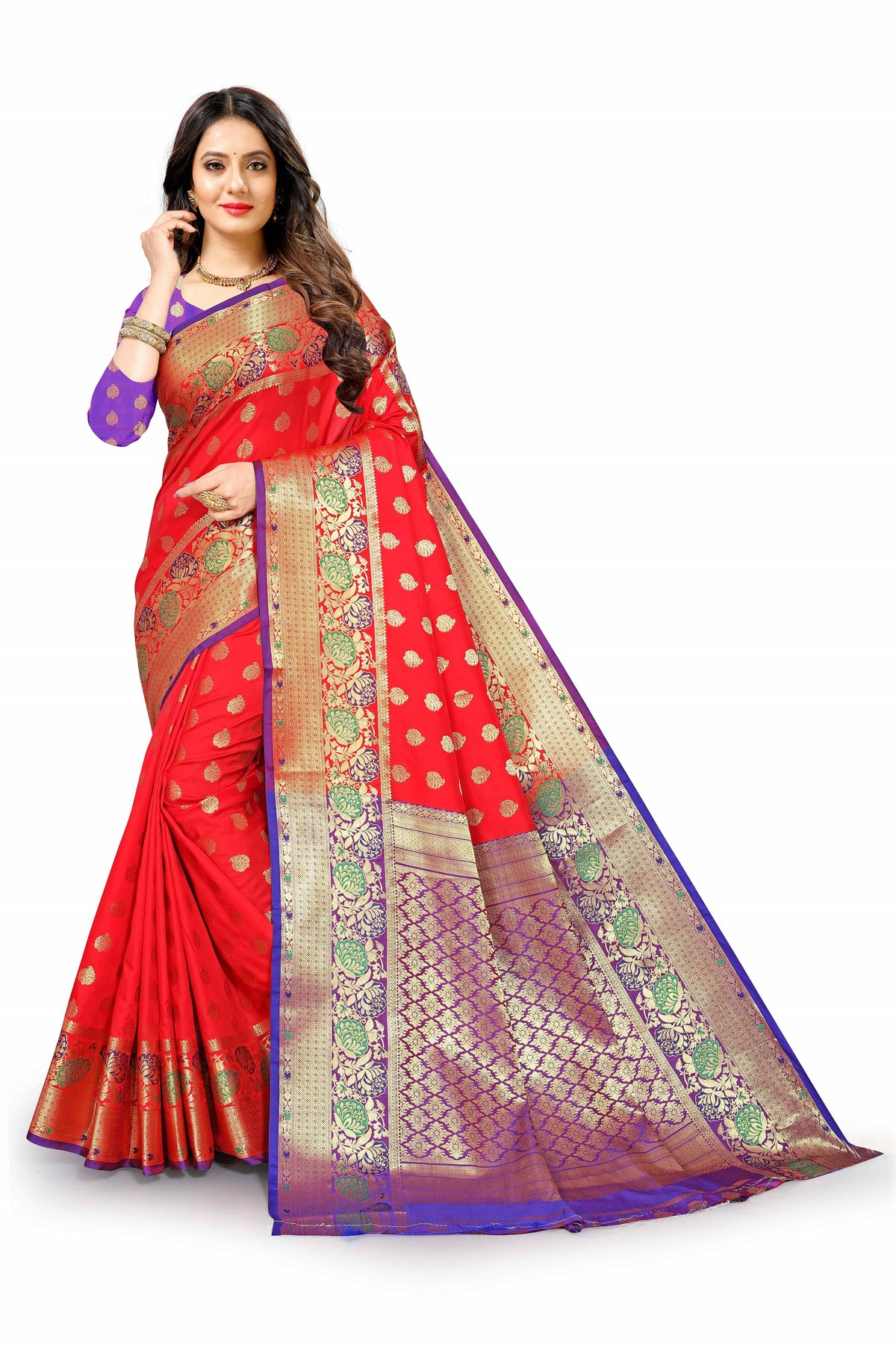 Light Orangecolor banarasi silk saree - Joshindia