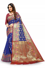 Light Blue and Marun color banarasisilk saree - Joshindia