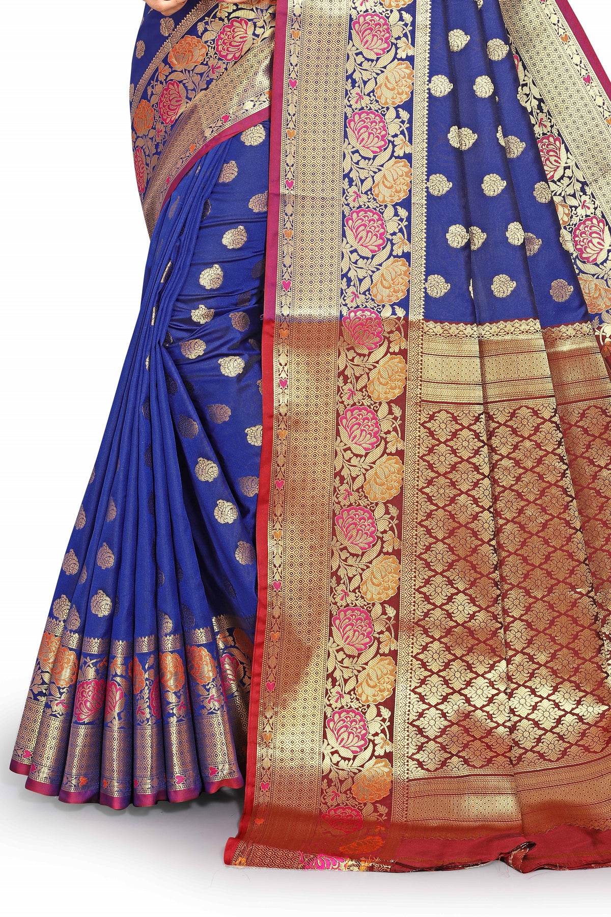 Light Blue and Marun color banarasisilk saree - Joshindia