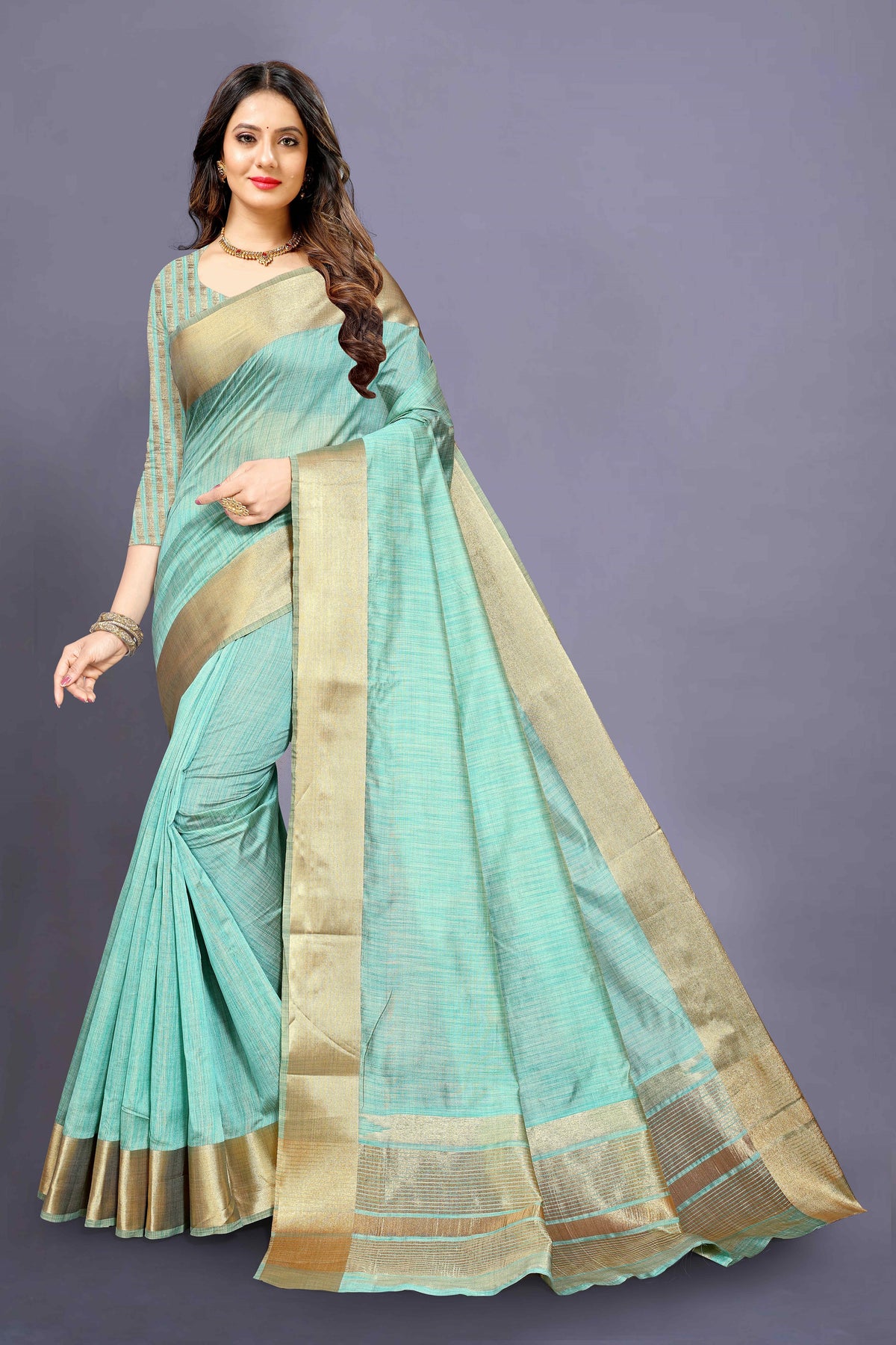 Sjy color cotton silk saree - Joshindia