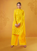 yellow color Georgette plazo suit for great looks - Joshindia