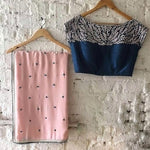 Pink and blue color georgette designer saree - Joshindia