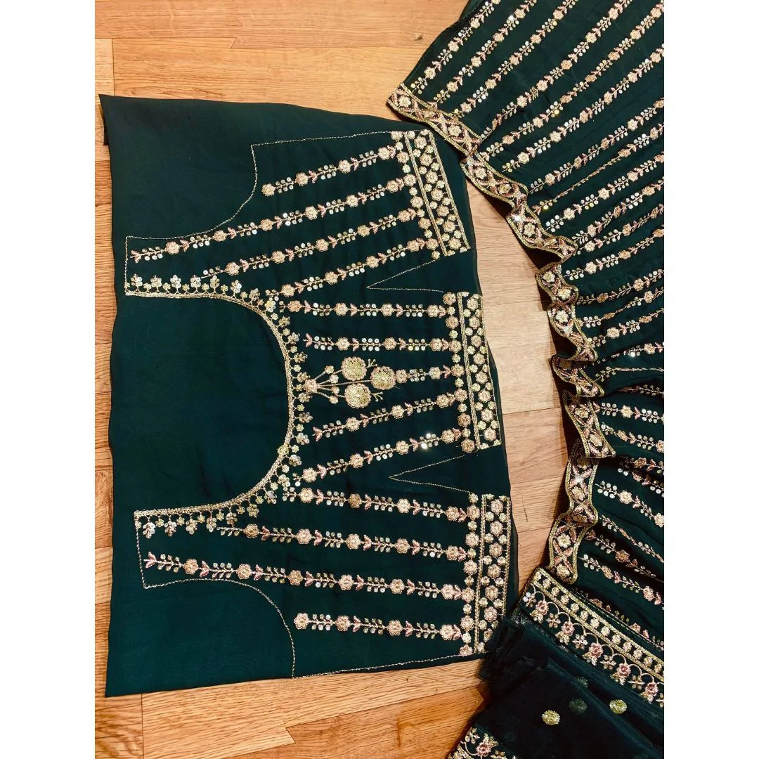 Bottle Green Color Lehenga Design Online At Affordable Price - Joshindia