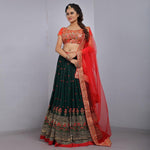 Latest Red And Green Color Lehenga Choli Online In India - Joshindia