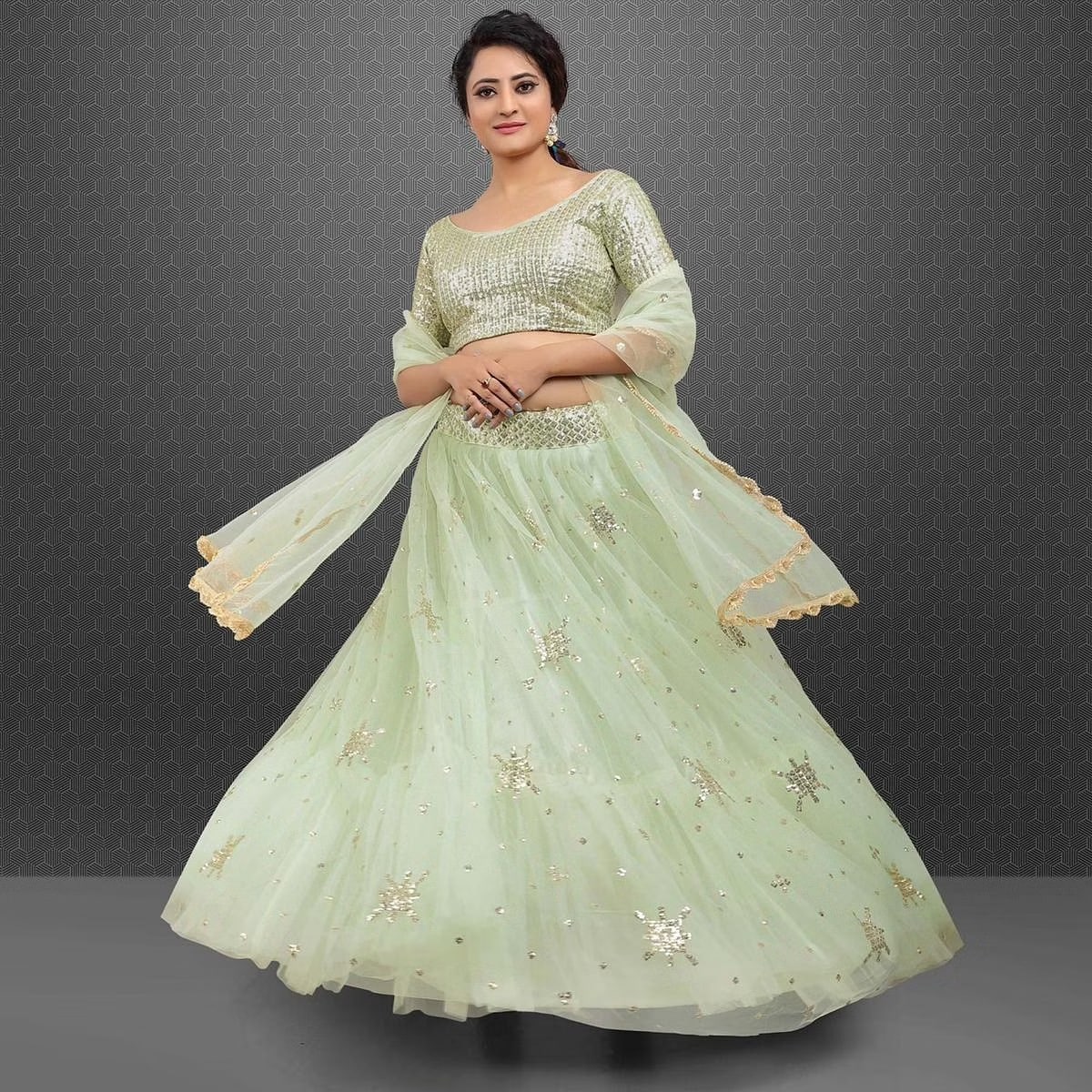 Beautiful Light green designer lehenga Choli for Classy looks buy It now - Joshindia