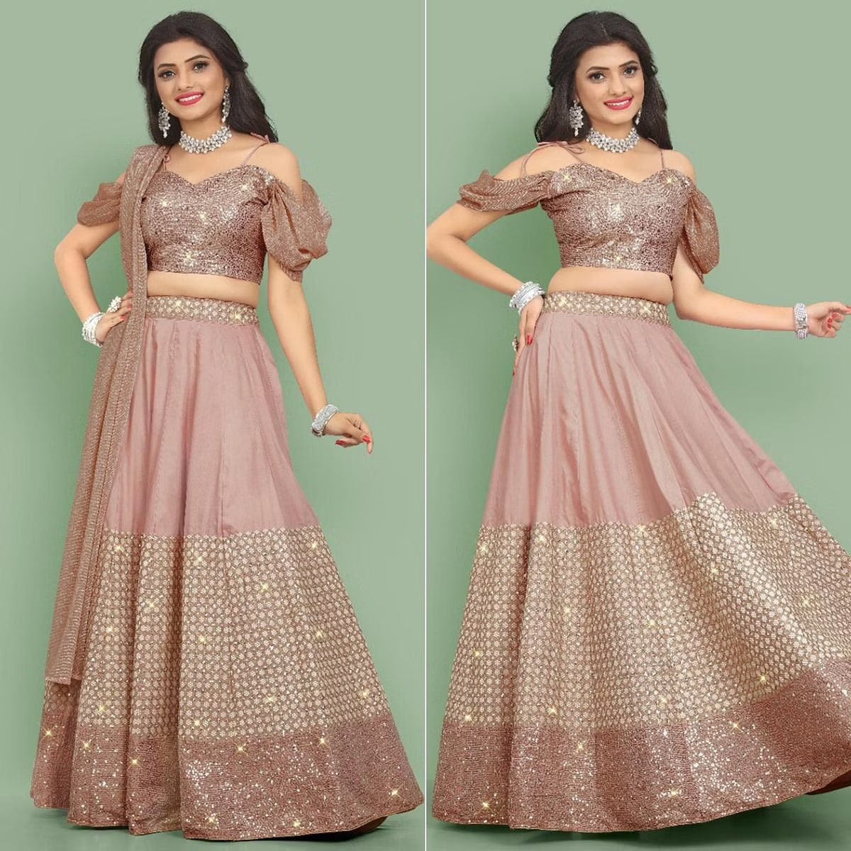 Beautiful Peach Color Designer Lehenga Choli At Affordable Price - Joshindia