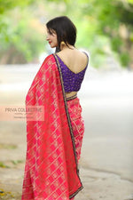 BEAUTIFUL RED BANGLORI SILK SAREE WITH EMBROIDERY WORK - Joshindia