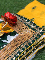 buy white and green printed saree online - Joshindia
