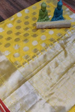 Amazing Yellow color Designer silk saree with blouse - Joshindia
