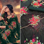 Latest Green Color Georgette Pearl Lace Saree - Joshindia