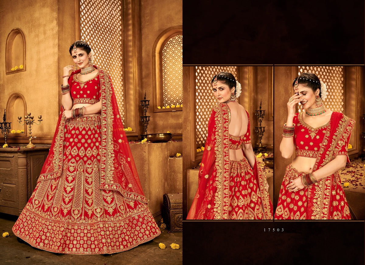 Stunning Red Color Latest Bridal Lehenga Choli - Joshindia