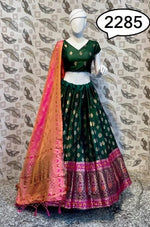 Pure traditional Looks Barcode designer greenish Lehenga choli - Joshindia
