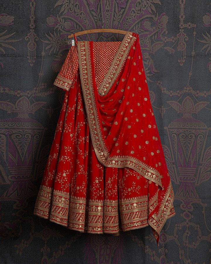 buy online red color designer lehenga choli - Joshindia