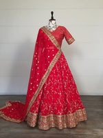 buy online red color designer lehenga choli - Joshindia