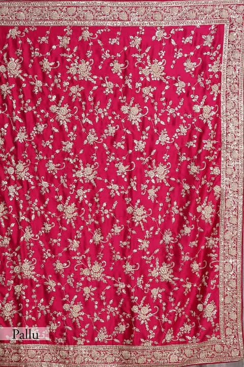 Red color trending saree for wedding look buy now - Joshindia