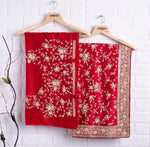 Red color trending saree for wedding look buy now - Joshindia