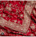 Red color trending saree for wedding look buy now - Joshindia