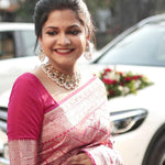 Latest pink color silk saree for amazing looks buy now - Joshindia