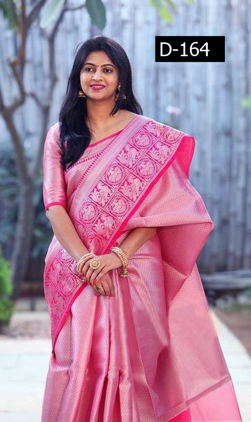 Amazing pink color soft silk saree with blouse - Joshindia